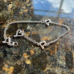 Brighton Tuscan heart sterling silver ankle bracelet.  Broken, needs clasp.